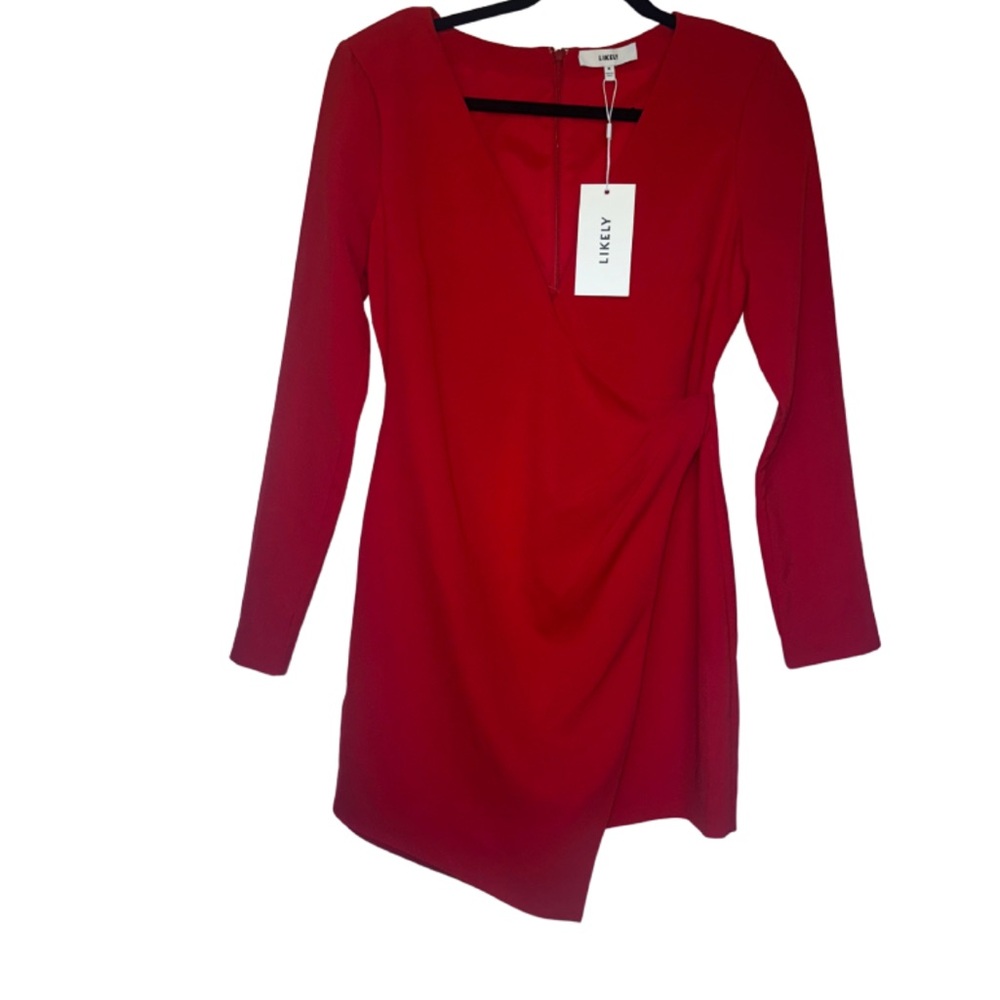 LIKELY Dani Mini Faux Wrap Dress in Scarlet Red - Size 8 NWT